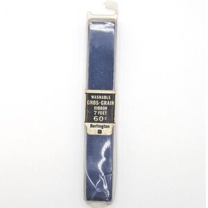 Vintage Burlington Navy Blue Grosgrain Ribbon 5/8 Inch x 7 Feet Rayon Blend